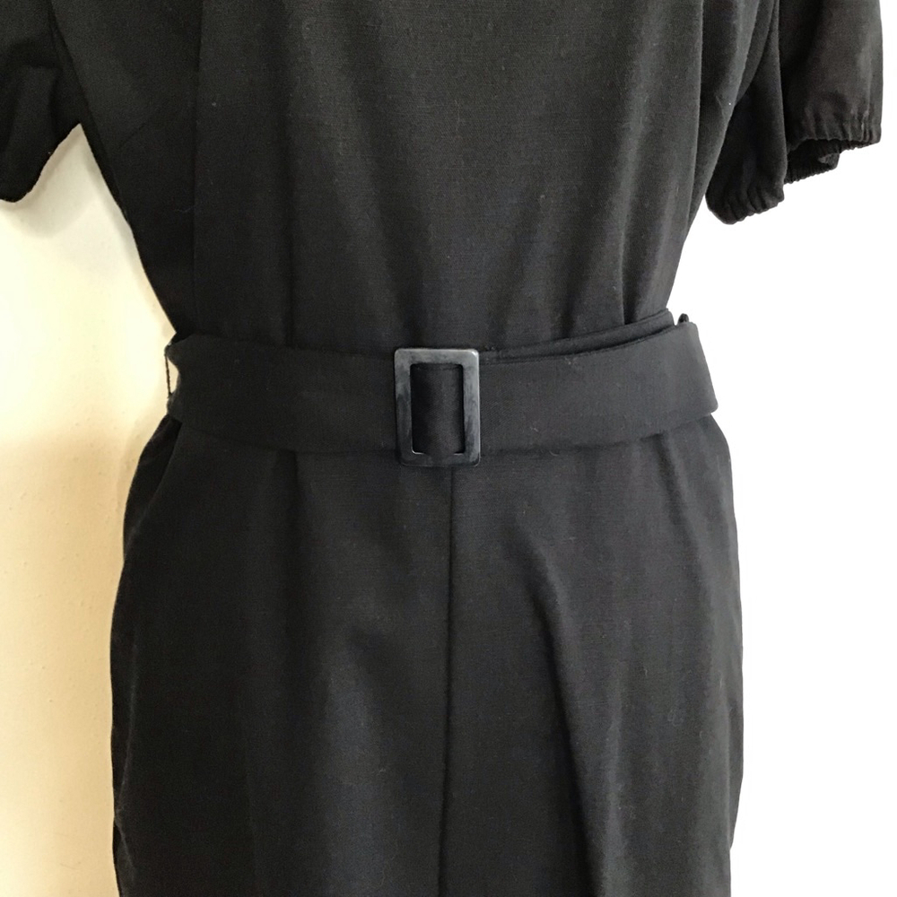 Ann Taylor Women Elegant Factory Black V-Neck Short Sleeve Jumpsuit Size 12 - Picture 8 of 16